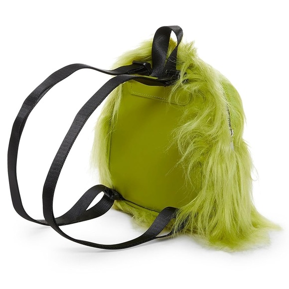 NWT Dolls Kill Current Mood Case of The Grumpies Fuzzy Backpack in Furry Green - Picture 4 of 16